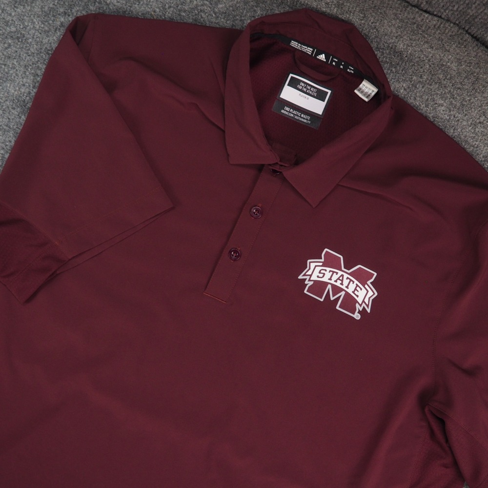Mississippi State Polo Mens XL Adidas Maroon NCAA Gameday Collegiate Sporty